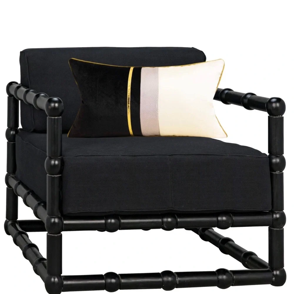 🎉HP Luxury Home | Elegant Black & Ivory Color Blocked Lumbar Throw Pillow Cover